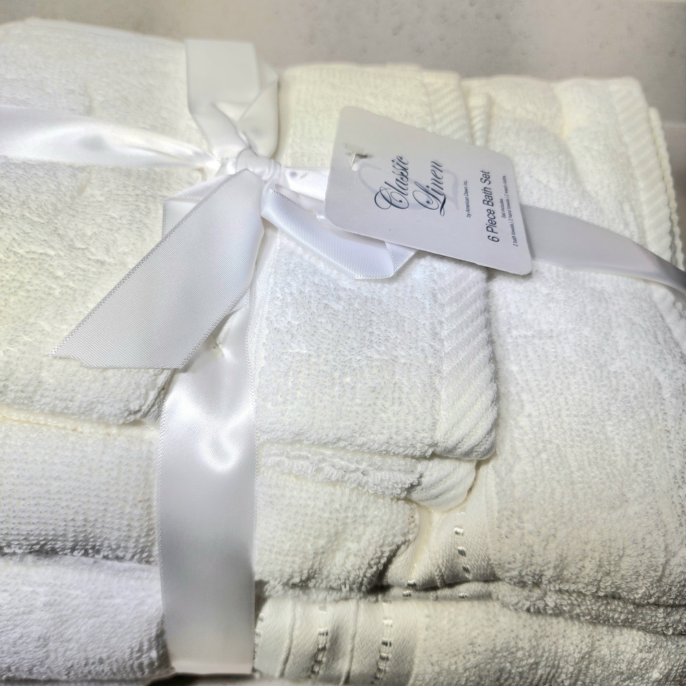 Luxury White 6 Pc Towel Set New With Tags - Picture 8 of 8
